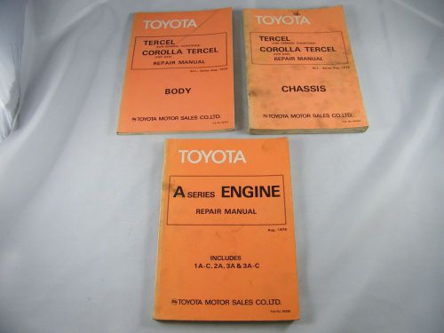 (3) toyota corolla tercel oem repair manuals body, chassis &amp; a series engine