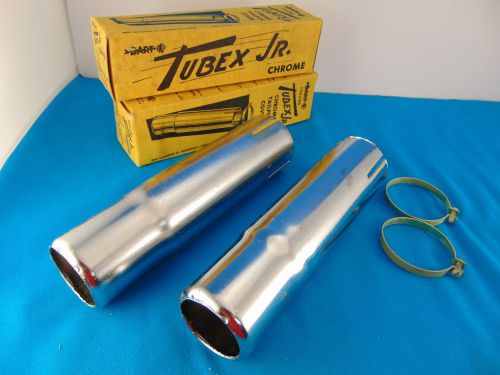 Vintage tubex jr. exhaust tips 1951 accessories nos u.s.a. satin velvet chrome