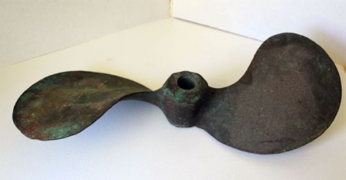 Vintage brass 2 blade marine boat propeller. 15 1/4"
