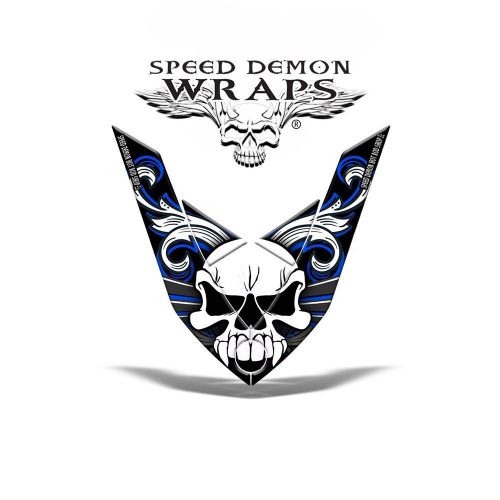 Ski-doo rev xp "skullen - blue" sled hood wrap graphics kit 08-12 sdw-1506h
