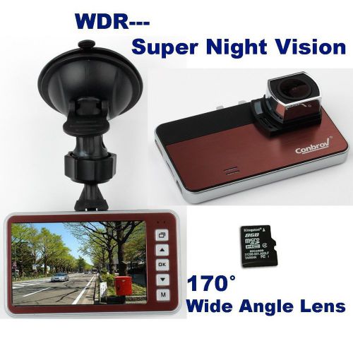1080p car video dash cam recorder 170* wide angle w8gb sd card, g-sensor