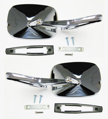 Gm rectangular side rear view mirror outer pair lh &amp; rh w/ hardware ribbed base