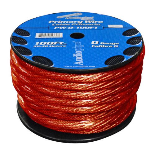 Power wire 0ga. 100' red audiopipe pw0100rd wire