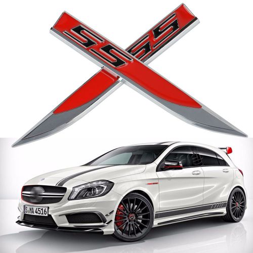 2pcs car ss metal side fender skirts badge emblem sticker decal red for camaro