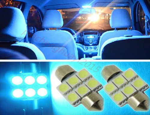 2pcs aqua blue 1.25" 31mm 6smd de3175 de3022 led bulbs for car interior light h0