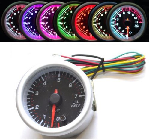 Black face 7 colour 2&#034; inch 52mm electrical oil pressure gauge bar 4wd car turbo