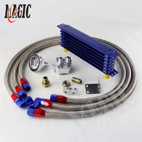 7 row an10 universal trust oil cooler + filter relocation adapter hose kit sl