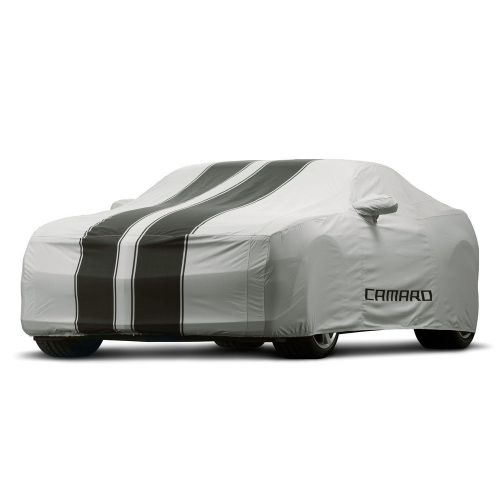 10-15 chevrolet camaro outdoor car cover 92215994 gray w/ black stripes oem gm