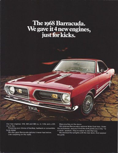 1968 plymouth barracuda original advertising color photo print 8.5 x 11
