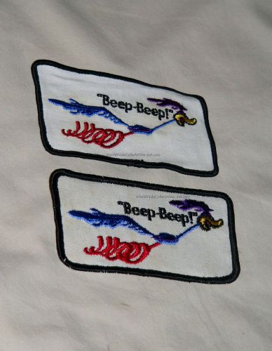 Beep beep two originl. 1960s vintage roadrunner sew on embroidered denim patches