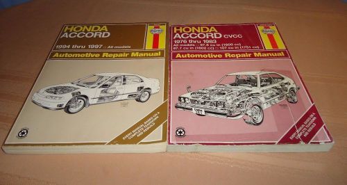 Haynes honda accord 2 repair manual lot~cvcc 1976 - 1983 &amp; 1994 - 1997 all model