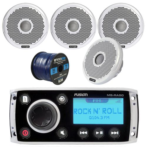 Fusion msra50 am/fm ipod bluetooth marine stereo, 4x 4&#034; 120-w coaxial speakers