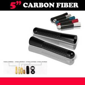 New 5&#034; black universal aluminum carbon fiber short radio #cf15 antenna screw car
