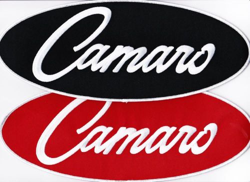 Two sets 12x4-5/8 (1)black and (1)red camaro sew/iron on patch badge embroidered