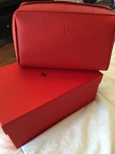 Nib ferrari rare genuine schedoni italian leather red toiletry travel bag italy