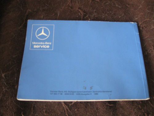 Mercedes 1980 80 450sl owner's manual