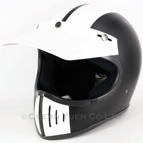 Atv mx off-road motocross motorbike full face helmet mat black/white dot x-large