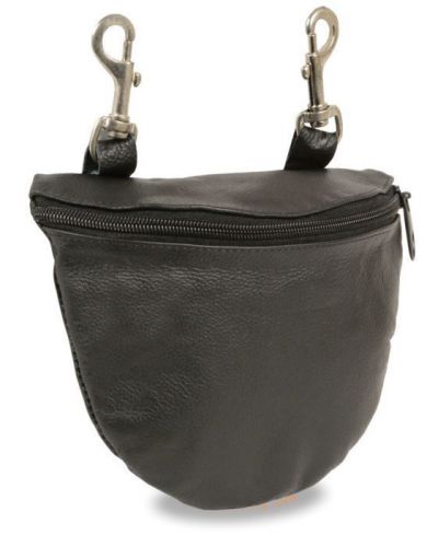 Milwaukee leather leather zipper closure belt bag w/ belt clasps