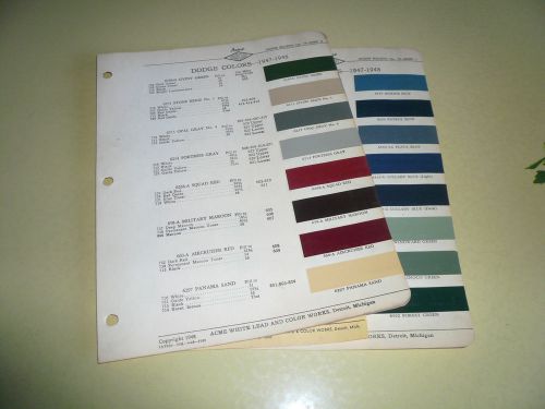 1947 48 dodge acme proxlin color chip paint sample