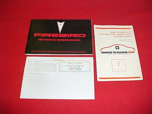 1989 original firebird trans am t/a ta owners manual service guide 89 + warranty