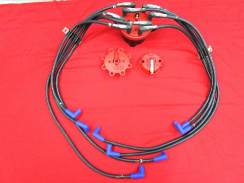 Set of 8mm plug wires msd dist. cap-a-dapt for a sbc under header set
