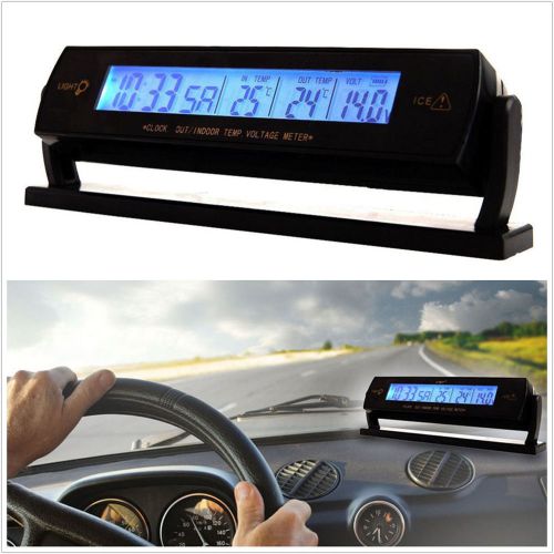 Autos portable center console digital temperature voltage clock lcd monitor kit