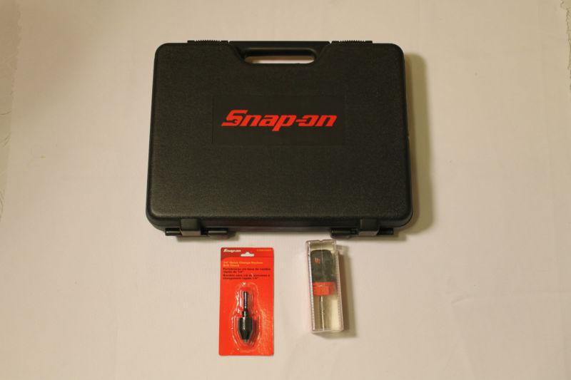 Snap on cordless screwdriver + stubby ratcheting screwdriver + drill chuck new 