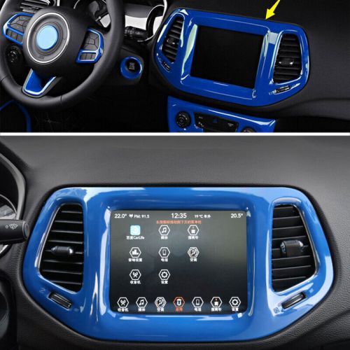 Middle Console Navigation Panel Trim Fit For Jeep Compass 2017-2020 Bright Blue, US $80.08, image 3