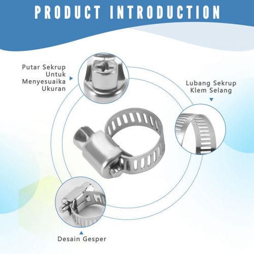 16pcs Stainless Steel Adjustable Car Fuel Hose Clamp Pipe Tight Cl1273-, US $, image 2