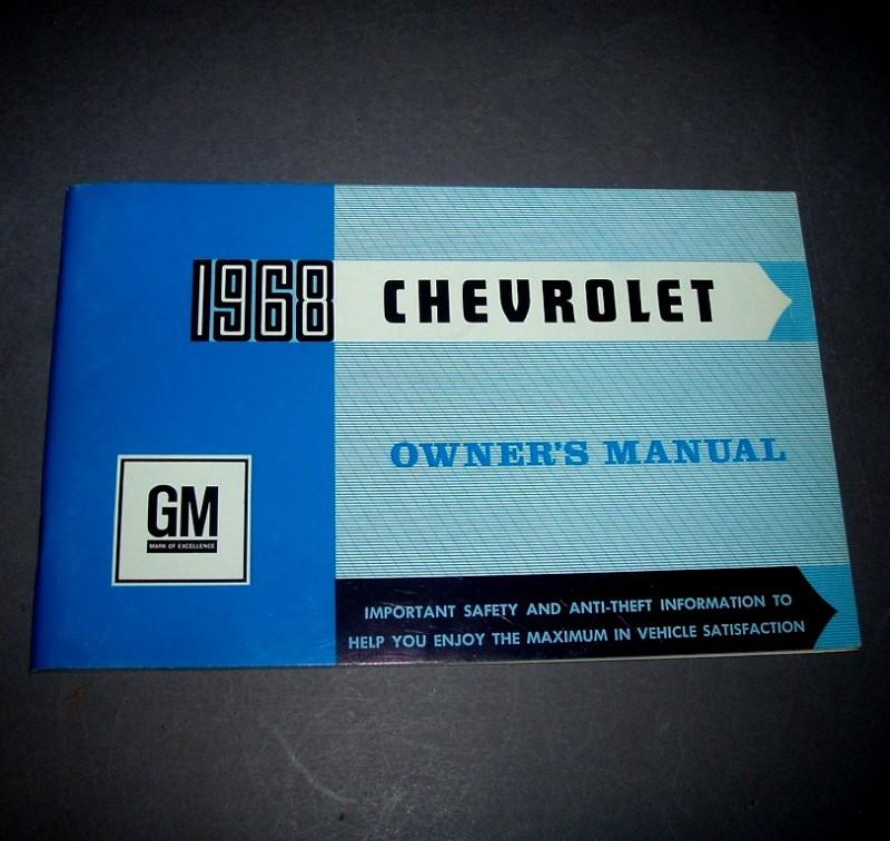 1968 chevrolet gm canada nos orig. caprice impala ss owners manual 3406200 ss427