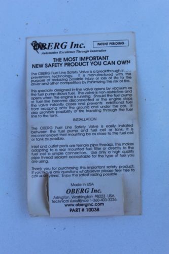 Oberg Fuel Line Safety Valve Reduces Risk of Fire #10038 for 3/8" FREE SHIPPING, US $18.98, image 10