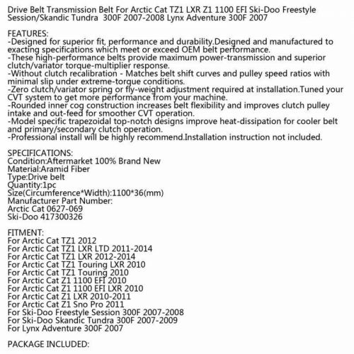 Snowmobile Drive Belt For Ski-Doo 300F 417300326 Arctic Cat TZ1 Z1/ 1100 Sno Pro, US $75.61, image 5