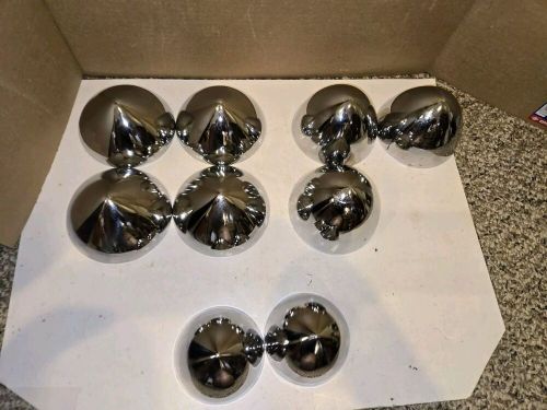 9 Vintage 80s Shiny Chrome Metal Dome Bullet Style Caps,Hubcaps,Custom Hot Rod, US $125.00, image 11