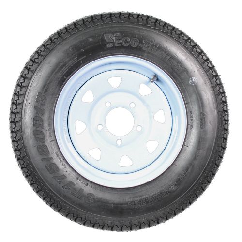 2-pk trailer tire on rim st175/80d13 175/80 13 in. lrc 5 hole white spoke wheel
