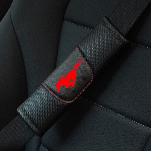 for Ford Mustang Carbon Fiber 2pcs Fashion Leather Car Seat Belt Shoulder Pad, US $15.89, image 3