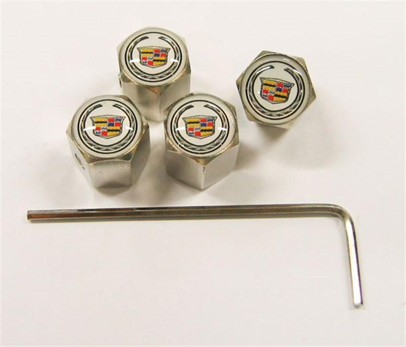 Cadillac wheel tyre tire valve stem air dust covers caps anti-theft locking