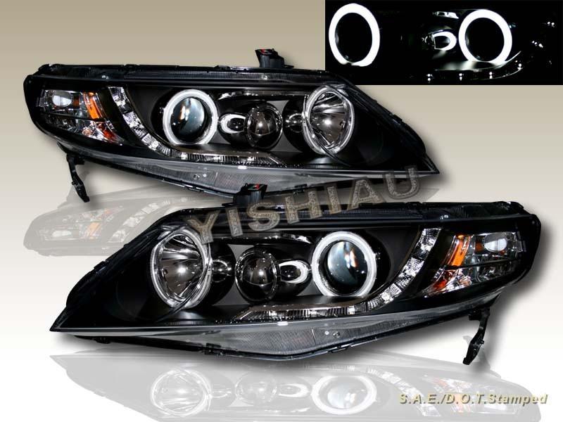 Buy 20062011 HONDA CIVIC 4DR SEDAN BLACK TWIN HALO CCFL LED PROJECTOR