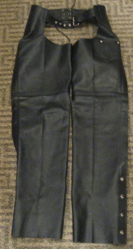 Himalaya motor bikewear black genuine leather chaps size xs