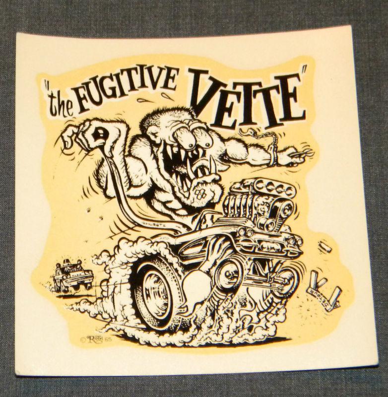 Original vintage 1965 ed roth decal "the fugitive vette" chevy hot rod rat fink