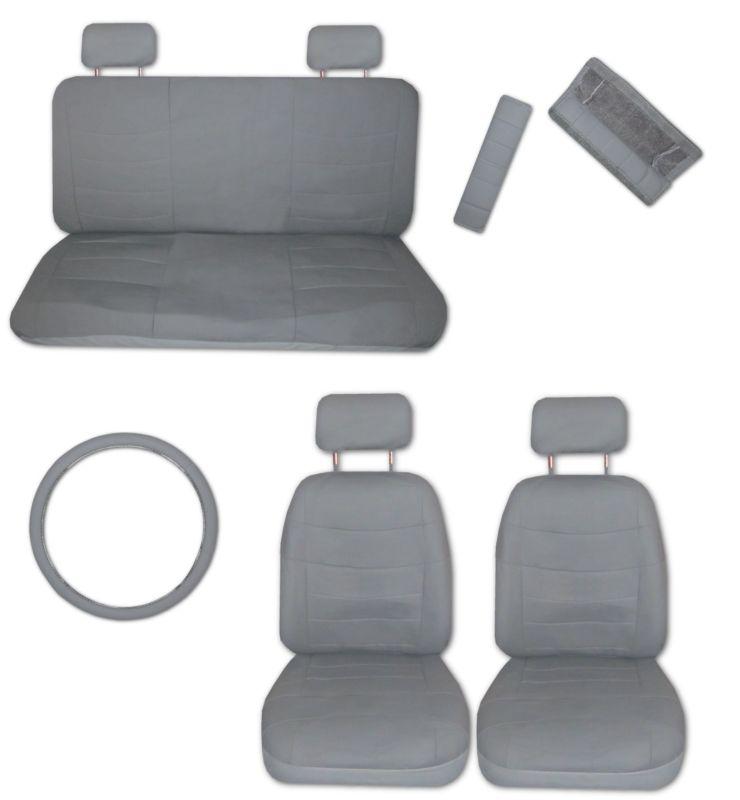 Superior artificial leather grey gray car truck seat covers set with extras #c
