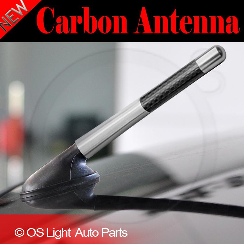 Subaru 5" carbon fiber screw type aluminum silver short am/fm radio antenna mast