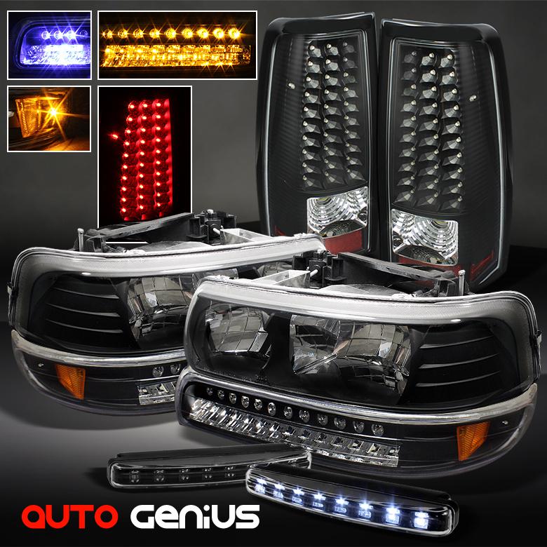 Buy 9902 SILVERADO BLACK HEADLIGHTS + LED BUMPER + LED TAIL LIGHTS