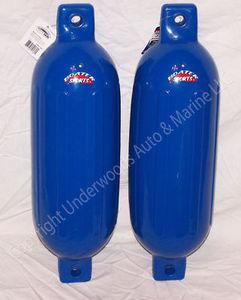 2 blue boat fenders bumpers 6.5" x 23" vinyl docking