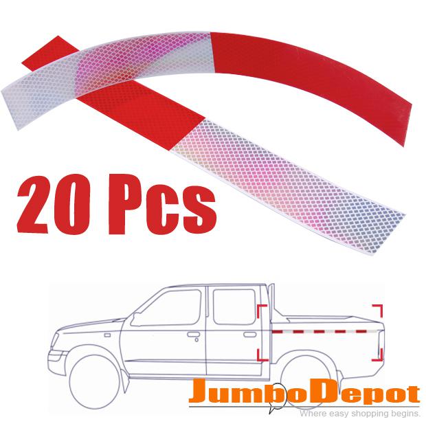 Red & silver caution reflective strip tape sticker universal for car motorcycle