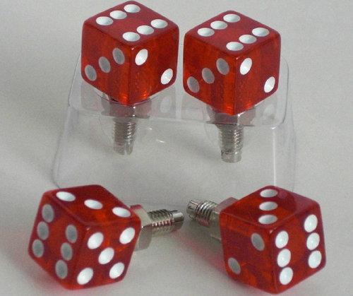 4 real gem dice "clear red" license plate frame bolts - motorcycle tag fastener
