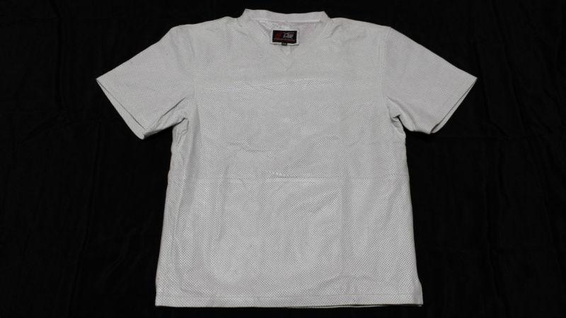 White perforated leather t-shirt