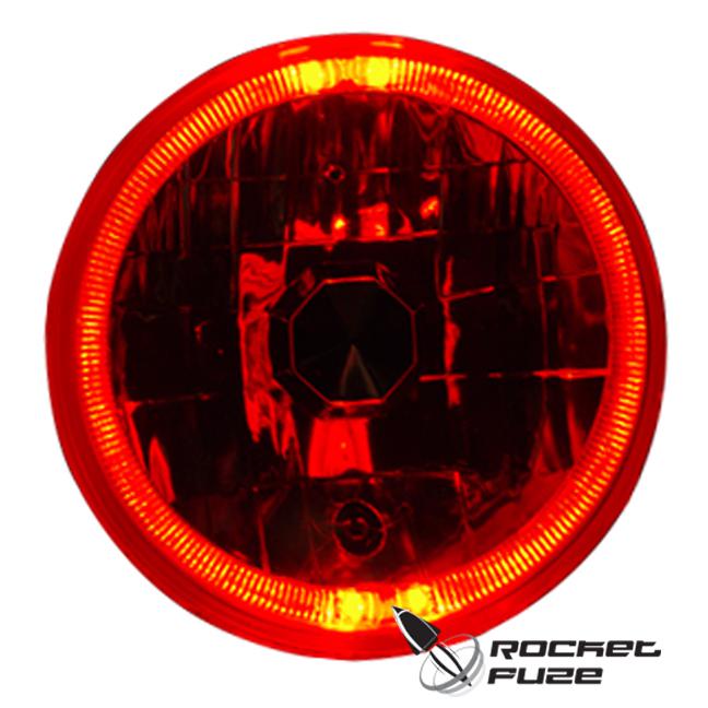 Us1 harley custom chrome crystal xenon red motorcycle headlight halo led ring h4