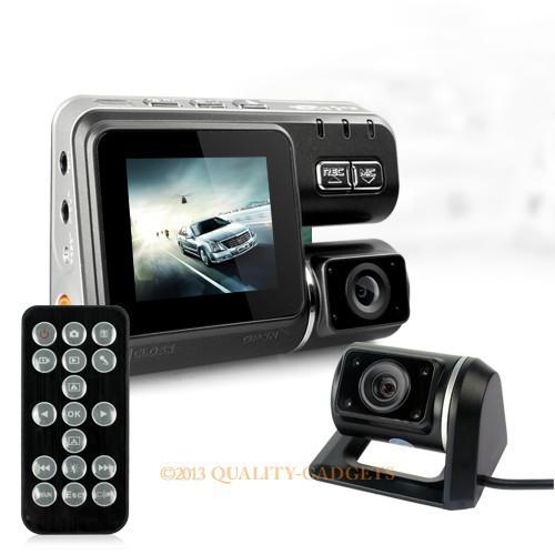 Hd dv dual camera lens car vehicle dvr cam dash video recorder + reversing lens