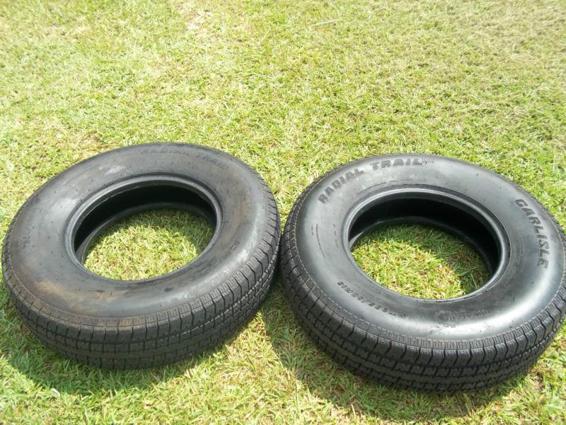 Lot of 2 st235/80r16 carlisle tires trailer rv load range e ply 10 heavy duty 
