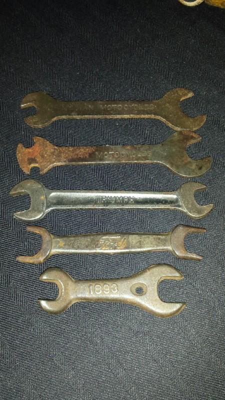 Lot of 6 original wrenches; ford, indian, triumph